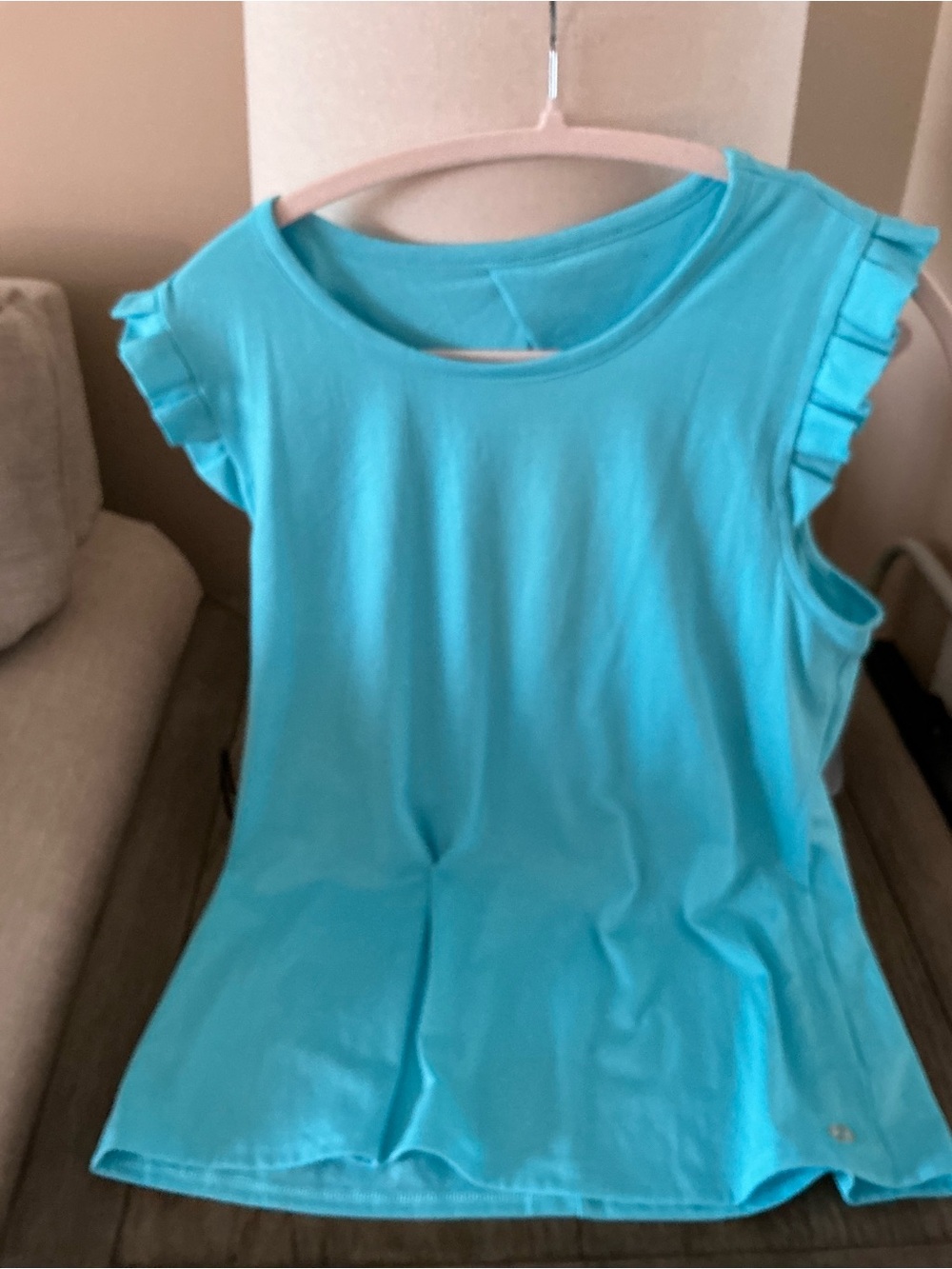 Lilly Pulitzer Aqua Ruffle Sleeve Tank